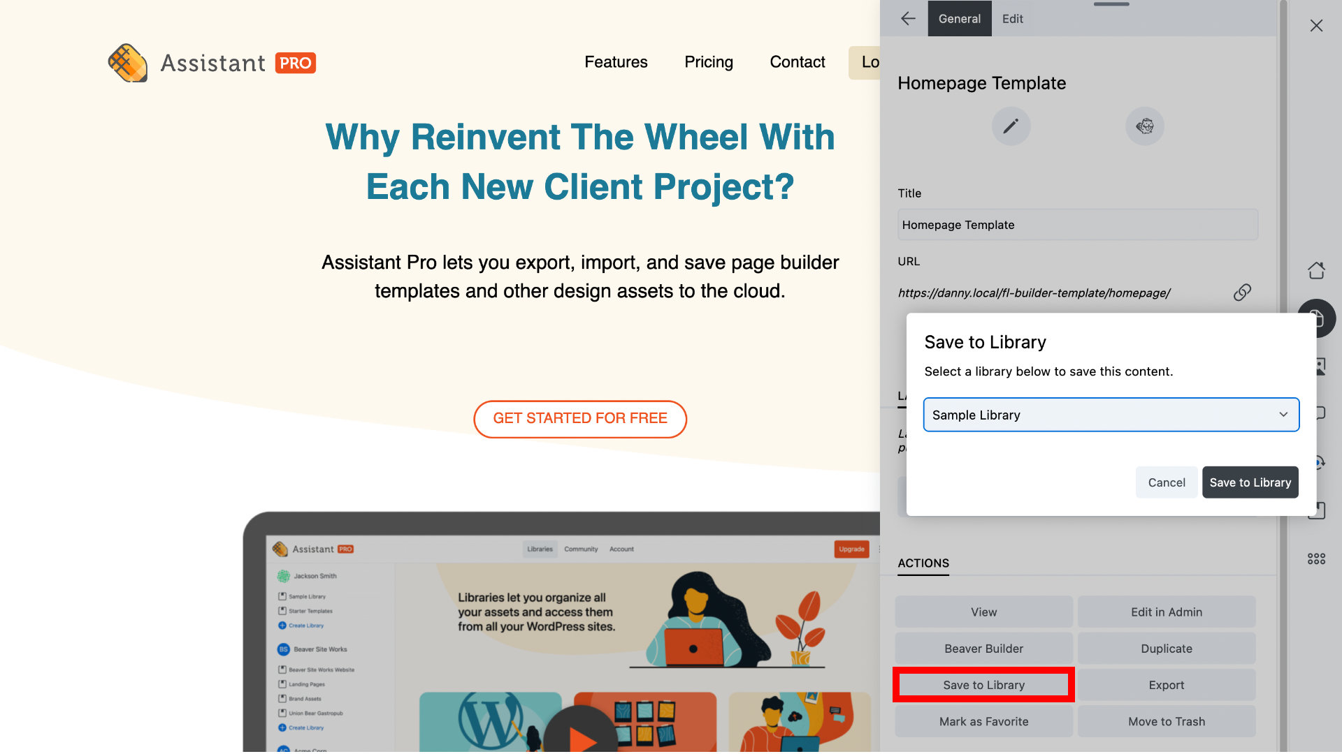 Save Beaver Builder templates & Beaver Themer layouts using the Content app