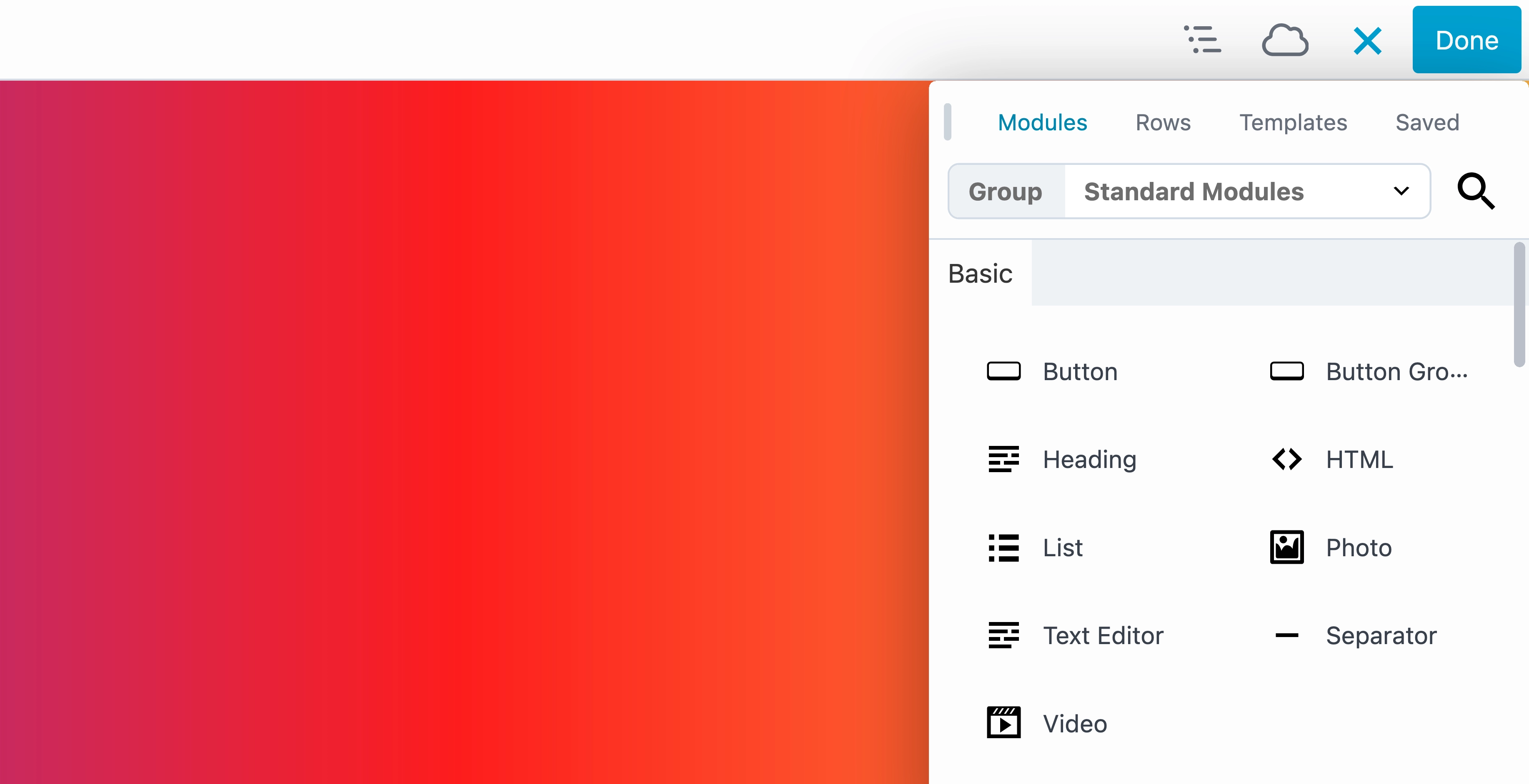 Beaver Builder Content panel